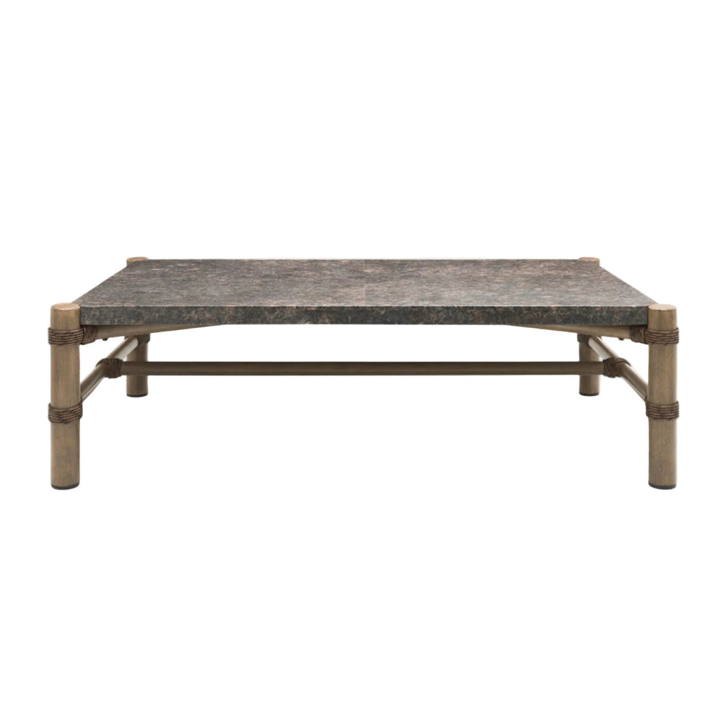 Table de centre Riviera - Pierre anthracite & aluminium satiné - Rectangle