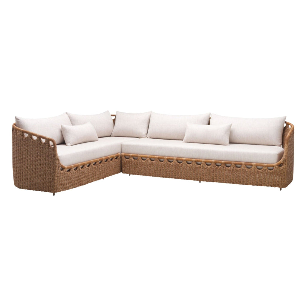 Sectionnel - Section sofa - Rotin tressé haute résistance & aluminium brun foncé - vue 6