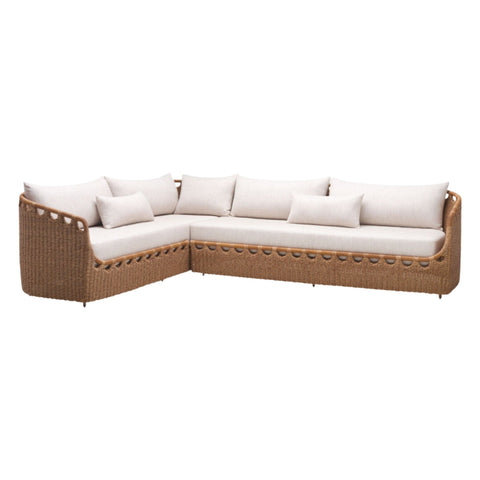 Sectionnel - Section sofa - Rotin tressé haute résistance & aluminium brun foncé - vue 6