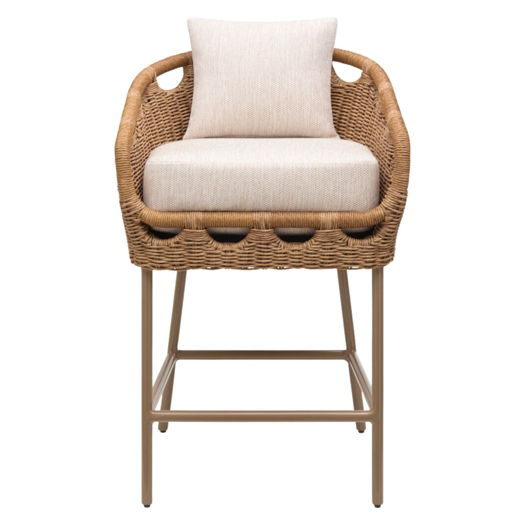 Tabouret bar rivage - Rotin artisanal & aluminium satiné - vue 3
