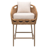 Tabouret bar rivage - Rotin artisanal & aluminium satiné - vue 3