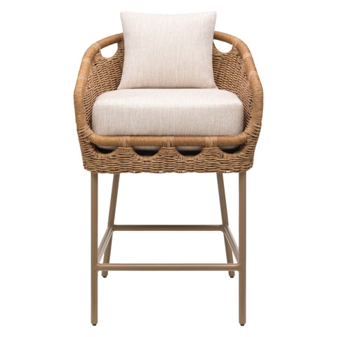 Tabouret bar rivage - Rotin artisanal & aluminium satiné - vue 3
