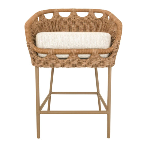 Tabouret bar rivage - Rotin artisanal & aluminium satiné - vue 2