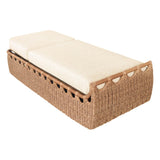 Chaise longue rivage - Rotin artisanal & aluminium satiné