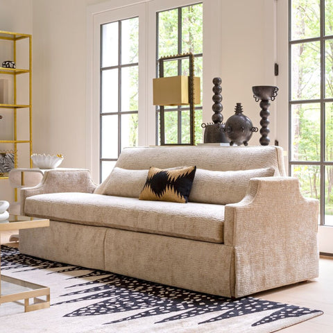 Sofa jupe - Lin noisette & silhouette dramatique