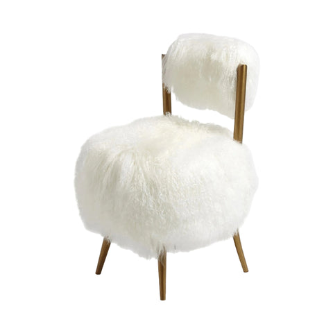 Fauteuil nuage - Agneau de Mongolie blanc & laiton patiné