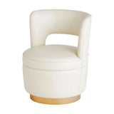 Fauteuil pivotant - Tissu muslin & base laiton bruni