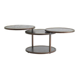 Table basse Eclipse - Marbre cuir gris & bronze doré