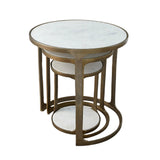 Tables gigognes Trio - Marbre blanc & aluminium bronze - vue 3