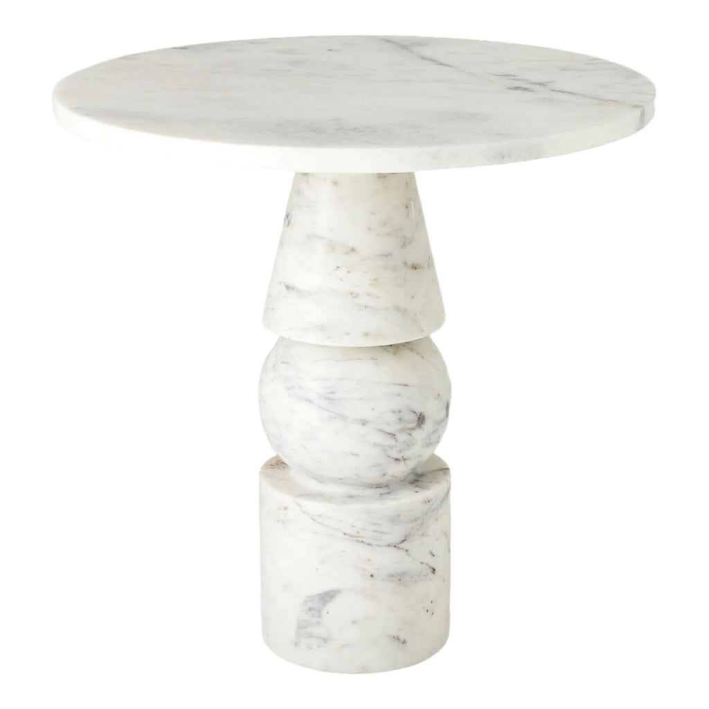 Table d'Accent Cylindrique - Marbre Banswara Blanc