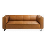 Sofa Épuré - Cuir Caramel & Base Noire