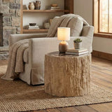 Tabouret Bois Fossilisé - Crème Naturel - vue 5