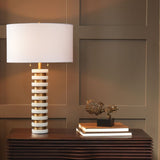 Lampe de table - marbre empilé blanc - vue 2