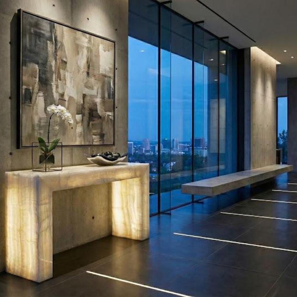 Table console Onyx Translucide Elitis — vue de côté — Maison i-conique