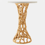 Table d'Appoint Or & Marbre Blanc - vue 2