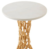 Table d'Appoint Or & Marbre Blanc - vue 3