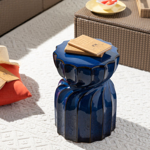 Table d'appoint - Céramique Bleu Azure